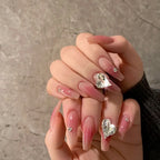 Press-On Nails Heart Rhinestones Self-Adhesive & Long-Lasting
