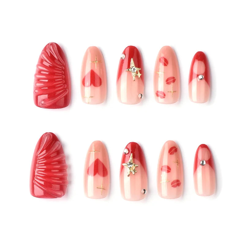 Press-On Nails Heart & Star Design Self-Adhesive