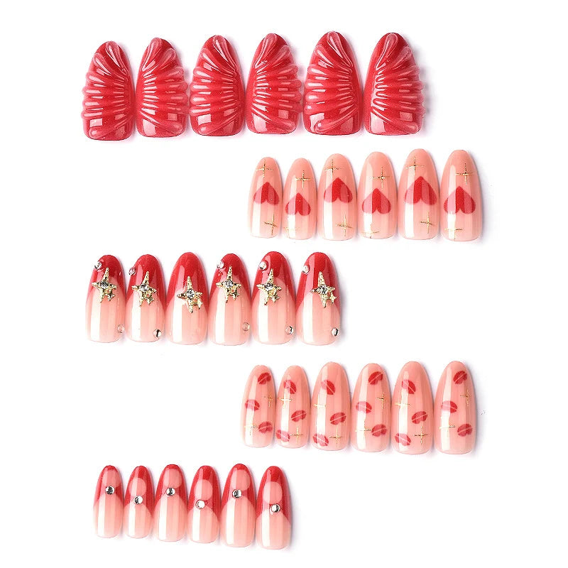 Press-On Nails Heart & Star Design Self-Adhesive