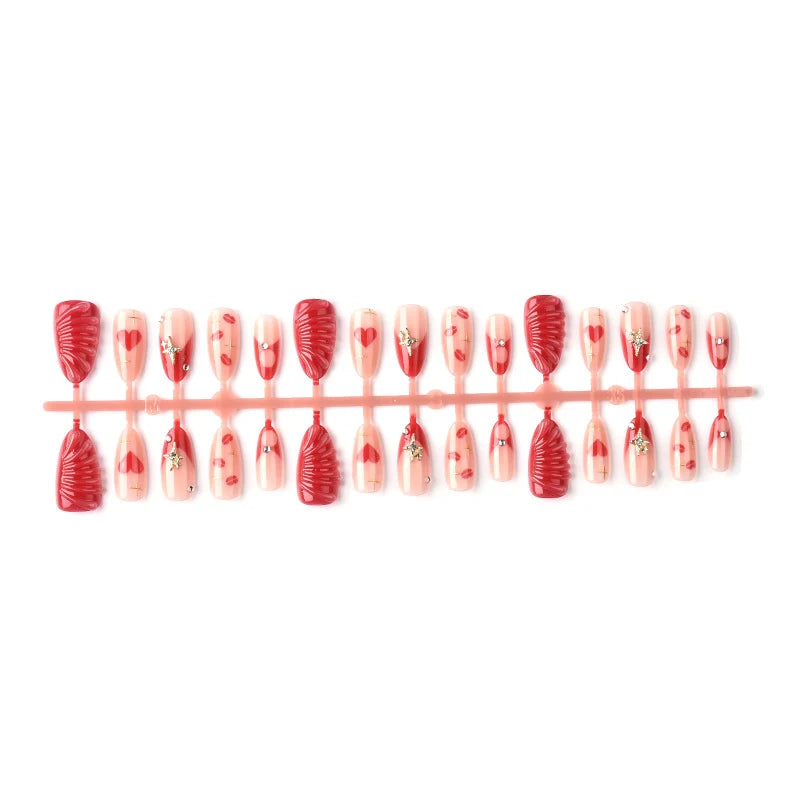 Press-On Nails Heart & Star Design Self-Adhesive