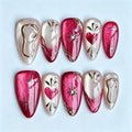 Press-On Nails Heart & Star Gold Accents Easy Application
