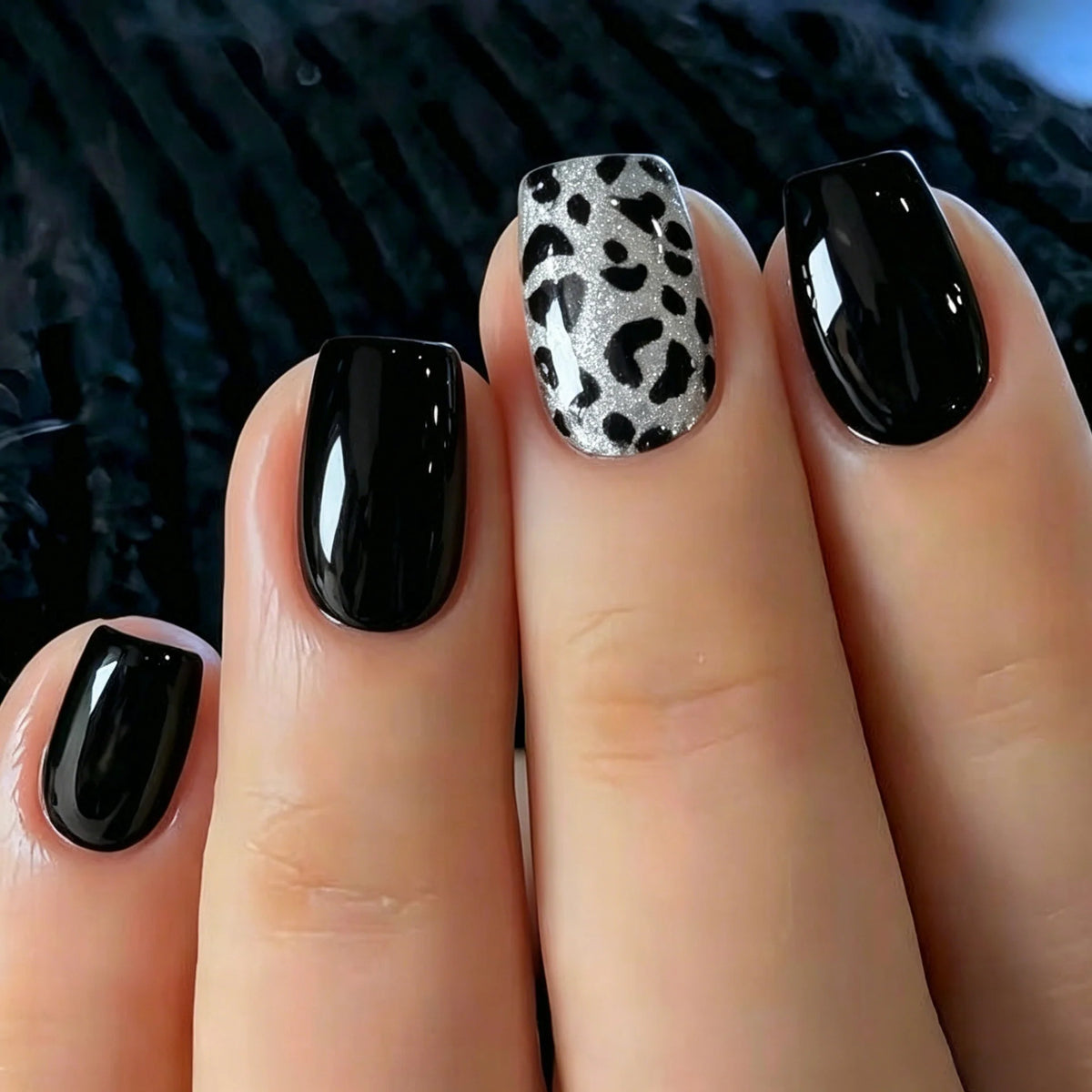 Press-On Nails High-Gloss Leopard Print Long-Lasting