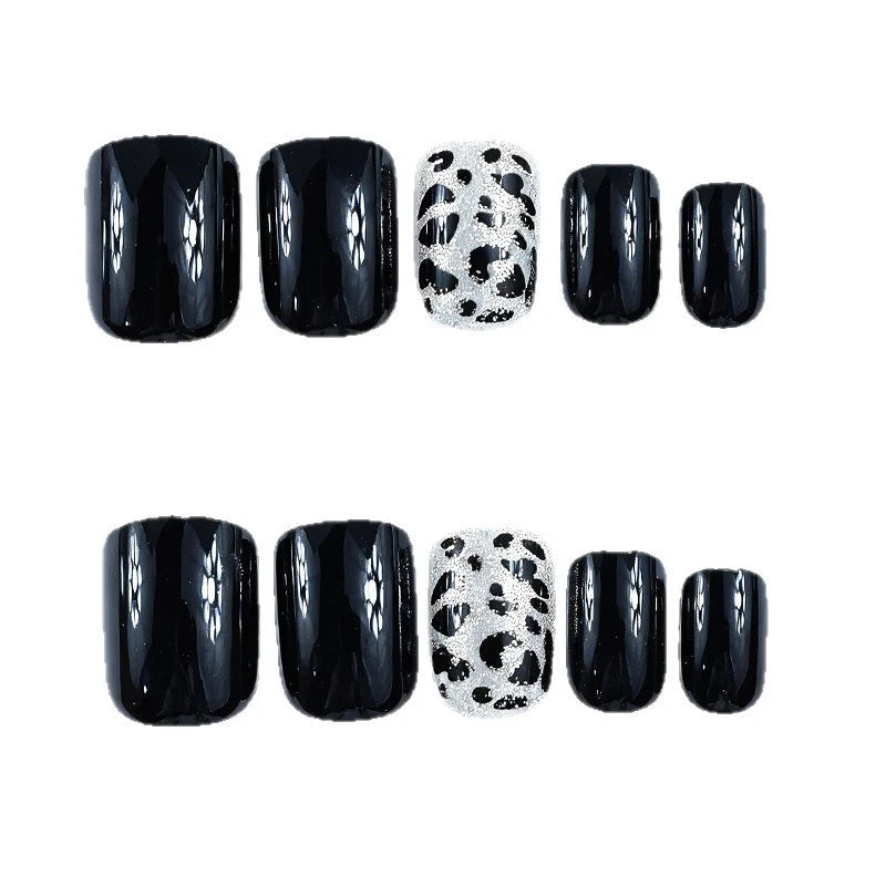 Press-On Nails High-Gloss Leopard Print Long-Lasting
