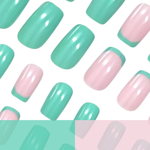 Press-On Nails High-Gloss Pastel French Tips Set of 24