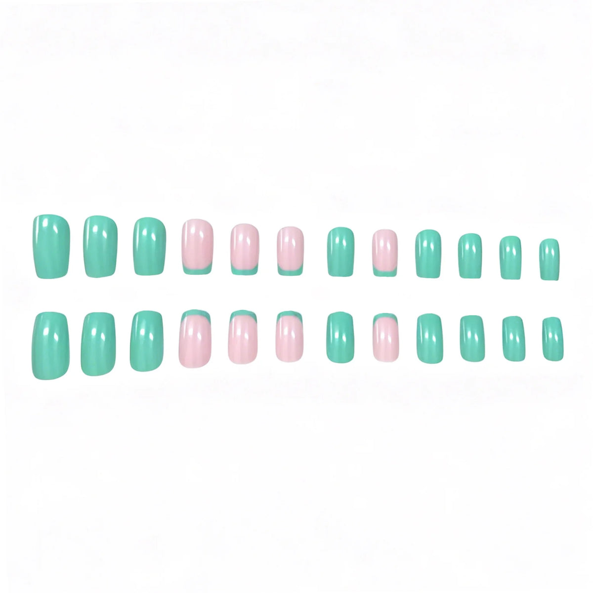 Press-On Nails High-Gloss Pastel French Tips Set of 24