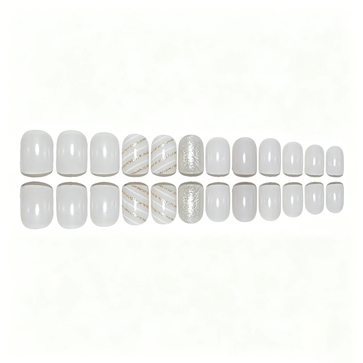 Press-On Nails High-Gloss Solid & Glitter Set of 24