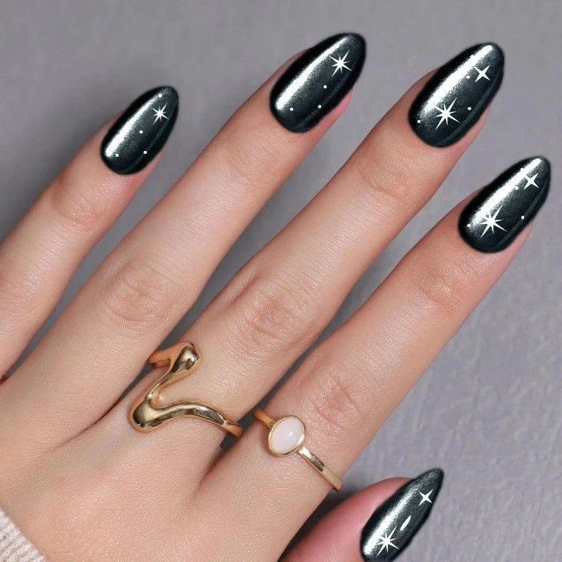 Press-On Nails High-Shine Star Design Easy-Apply Strips