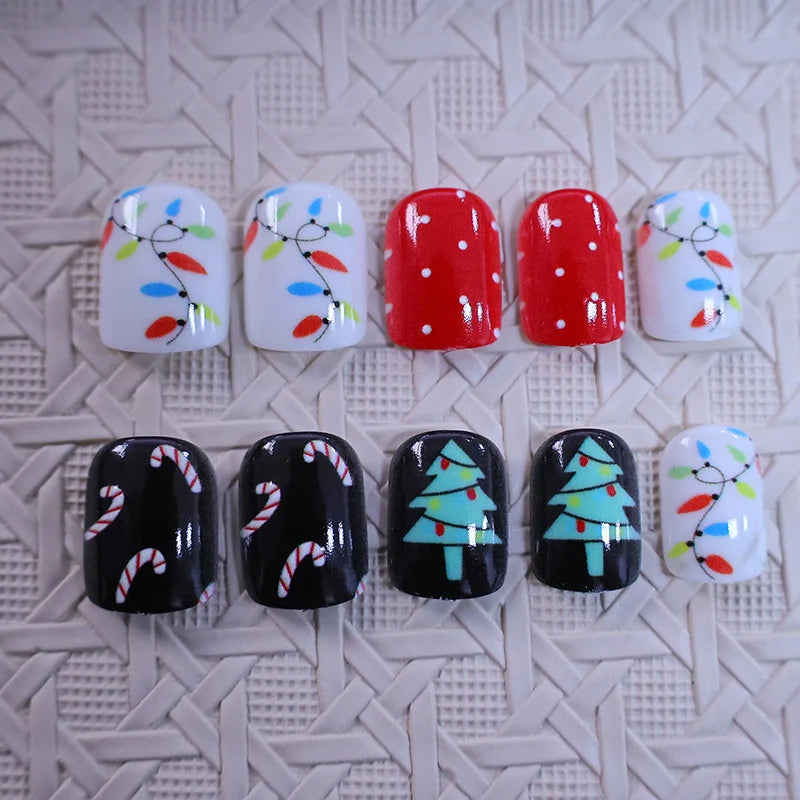 Press-On Nails Holiday Designs Durable High-Shine