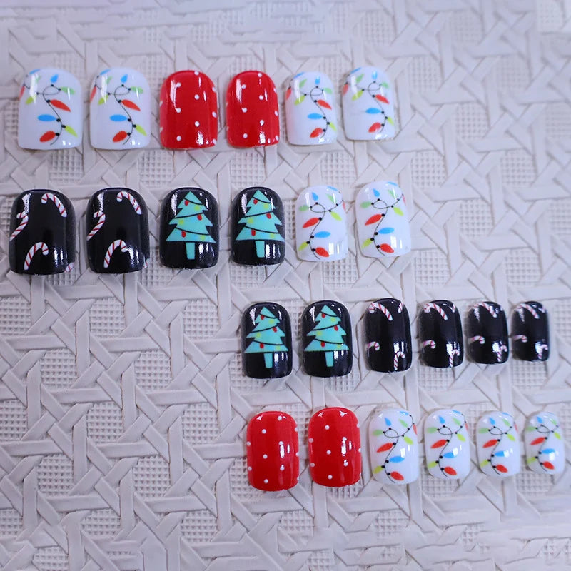 Press-On Nails Holiday Designs Durable High-Shine