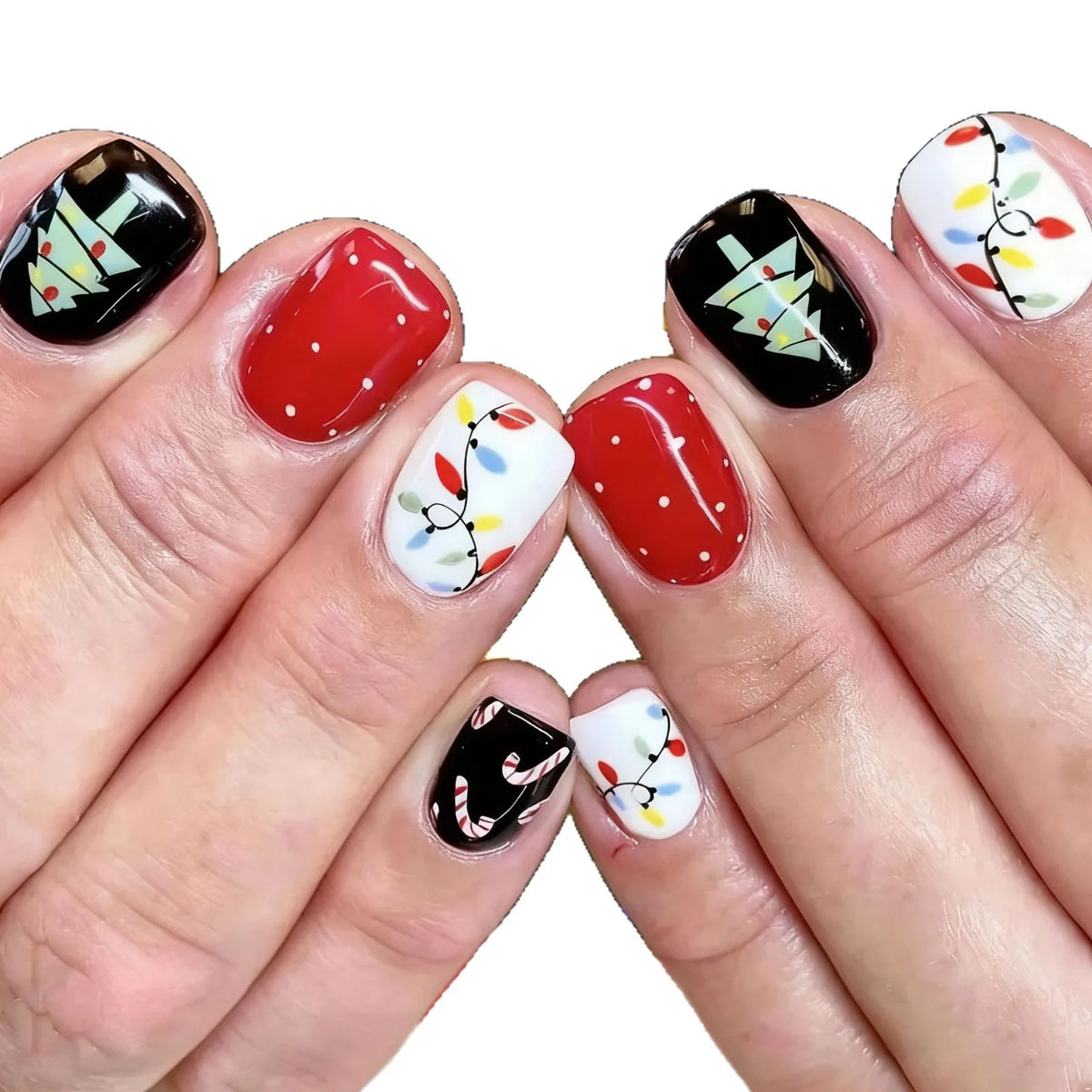 Press-On Nails Holiday Designs Durable High-Shine
