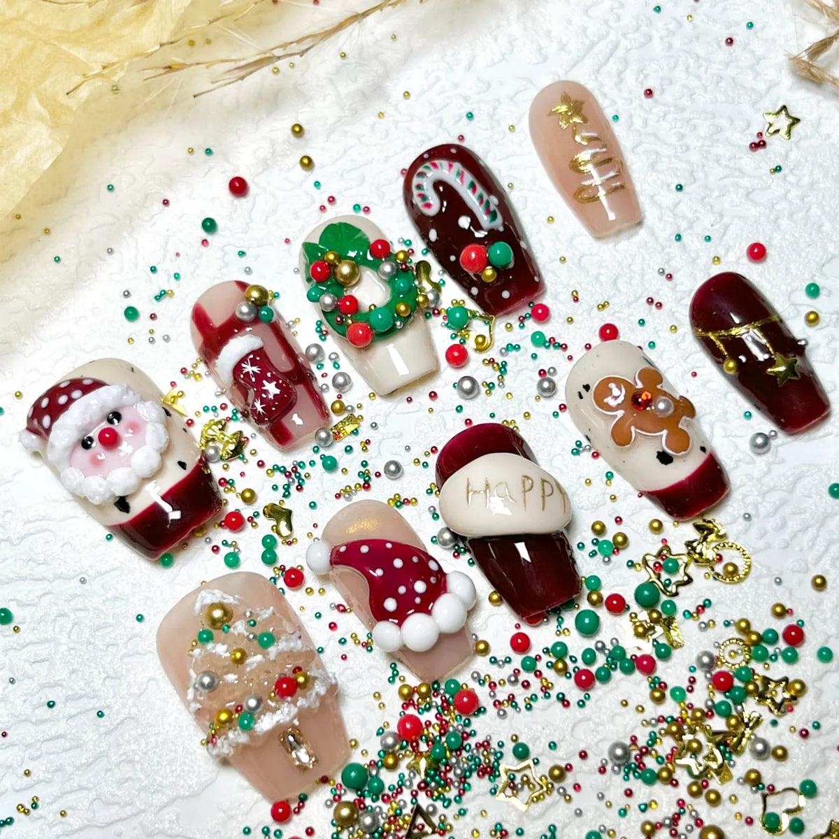 Press-On Nails Holiday Designs Easy Application