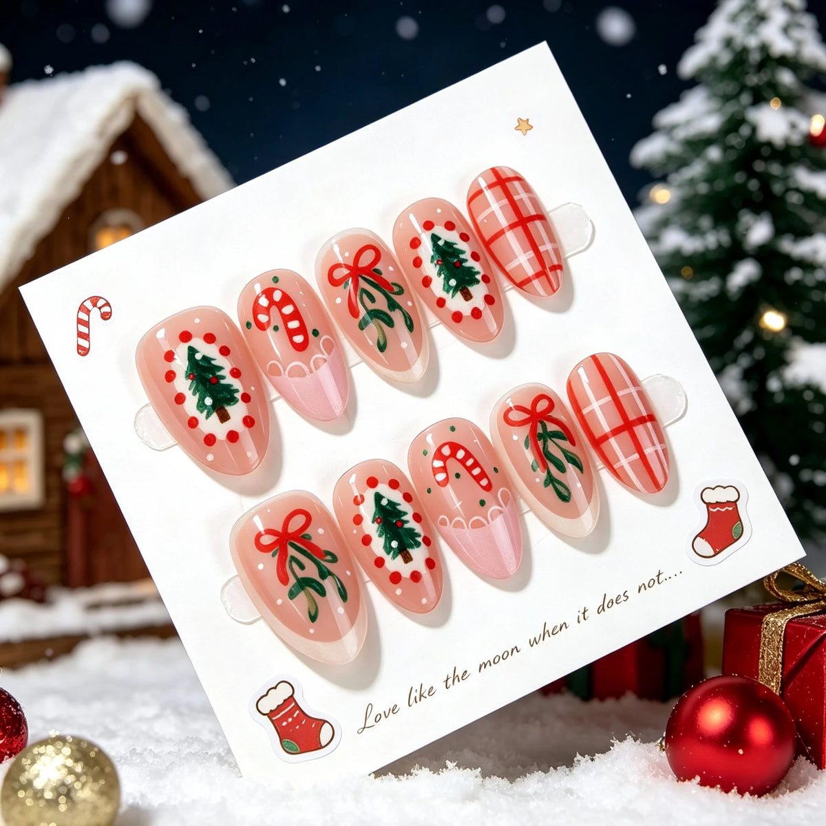 Press-On Nails Holiday Designs Multiple Sizes