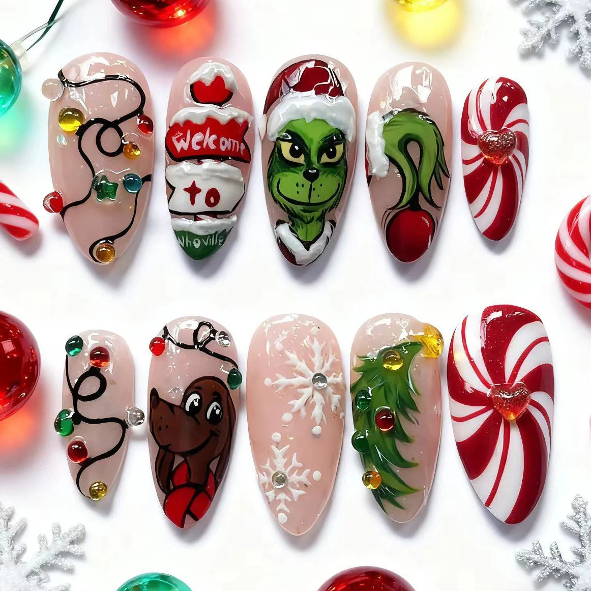 Press-On Nails Holiday Designs Peel & Stick Multiple Lengths