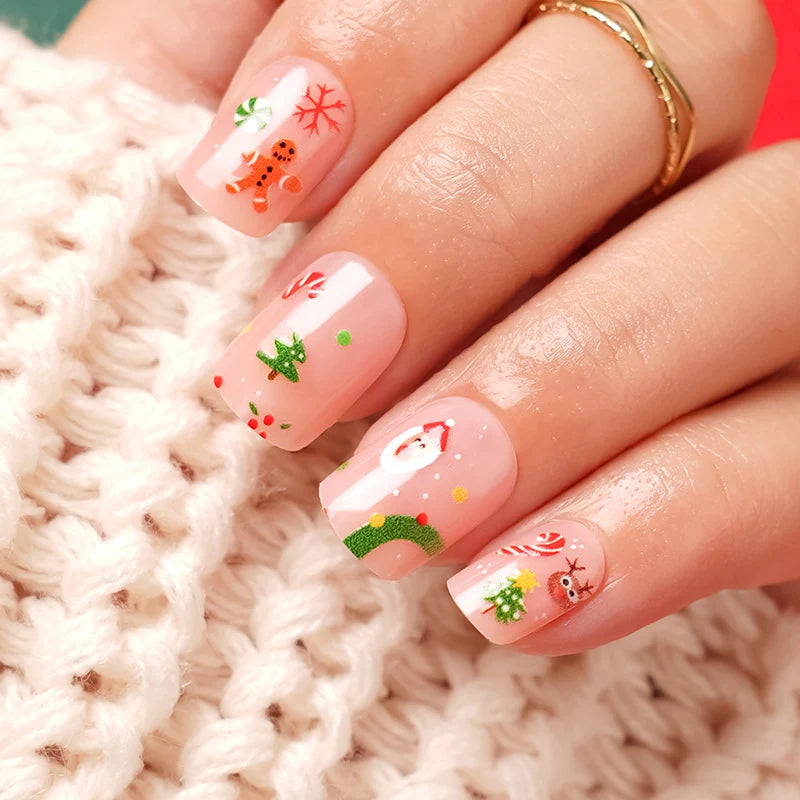 Press-On Nails Holiday Designs Strong Adhesive & Gel Polish