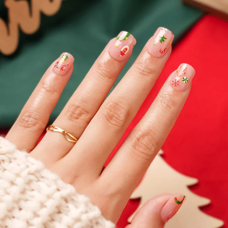 Press-On Nails Holiday Designs Strong Adhesive & Gel Polish