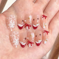 Press-On Nails Holiday Snowflake & Bow Easy Application Long-Lasting