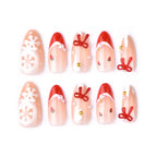 Press-On Nails Holiday Snowflake & Bow Easy Application Long-Lasting