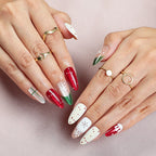Press-On Nails Holiday Snowflake Comfort Fit & Easy Application