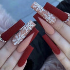 Press-On Nails Holiday Snowflake Designs Mixed Lengths & Shapes