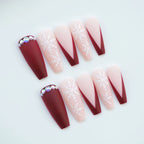 Press-On Nails Holiday Snowflake Designs Mixed Lengths & Shapes