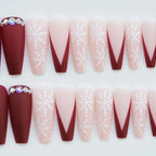 Press-On Nails Holiday Snowflake Designs Mixed Lengths & Shapes