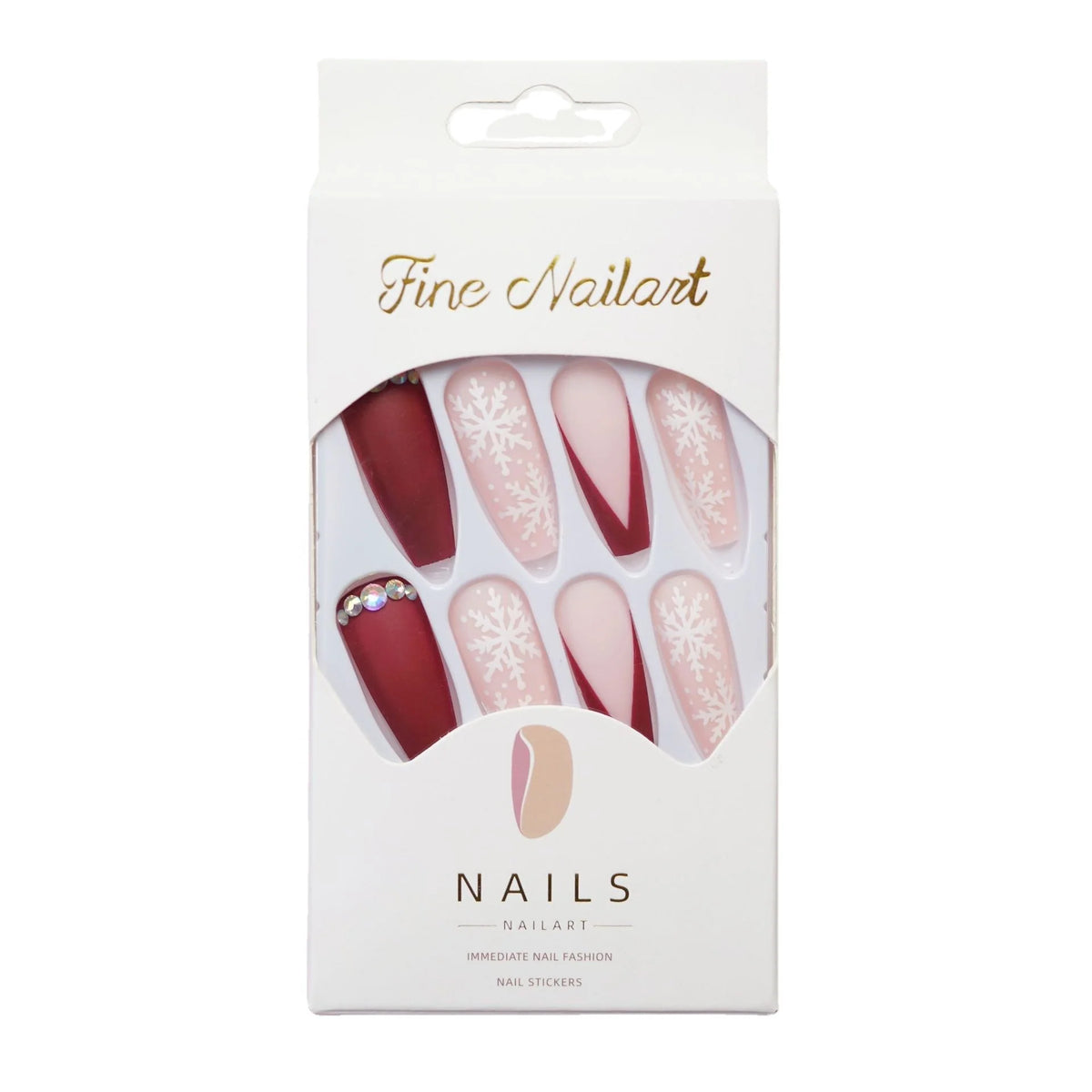 Press-On Nails Holiday Snowflake Designs Mixed Lengths & Shapes