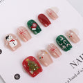 Press-On Nails Holiday Snowman & Gingerbread Easy Adhesive