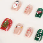 Press-On Nails Holiday Snowman & Gingerbread Easy Adhesive