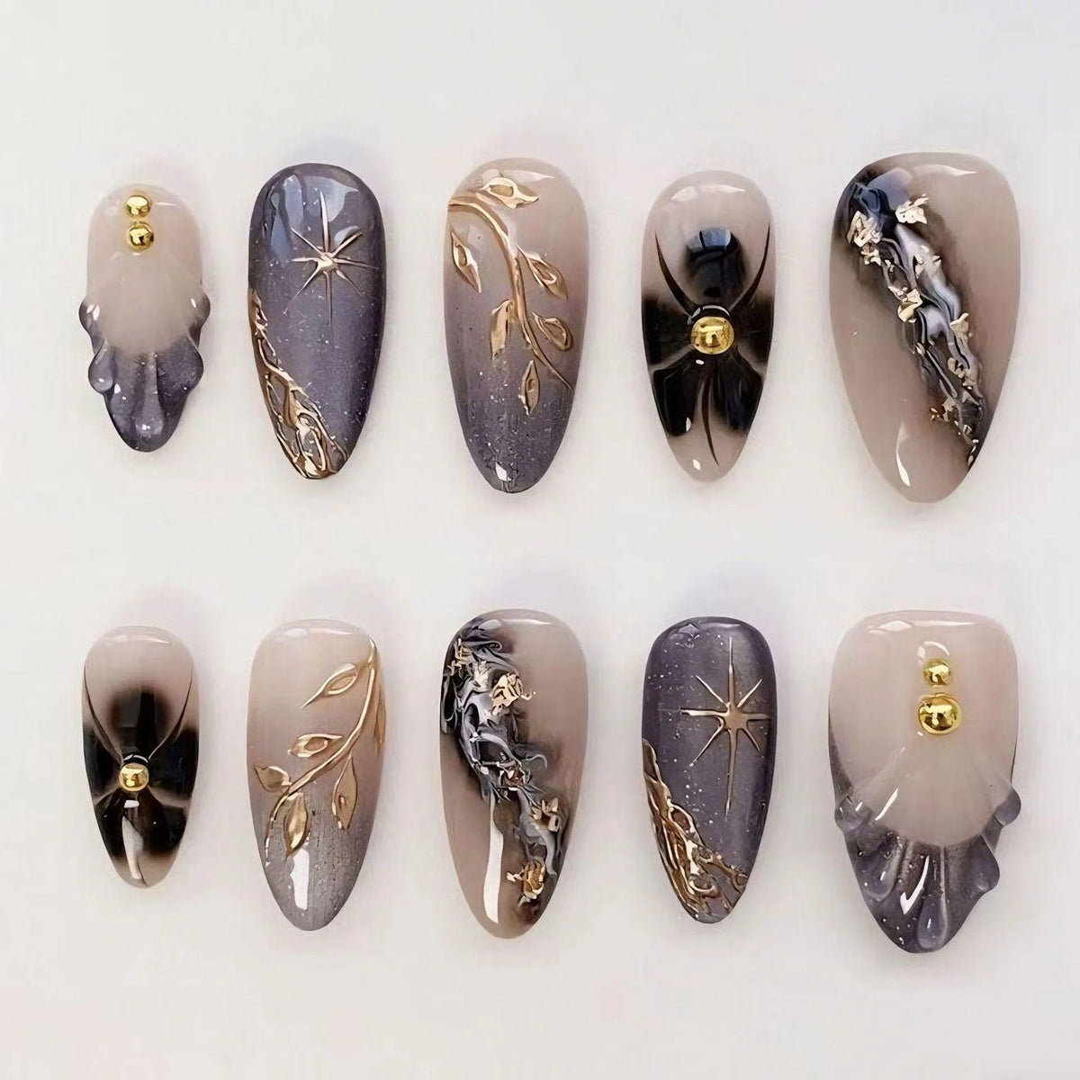 Press-On Nails Intricate Art Designs Quick Application