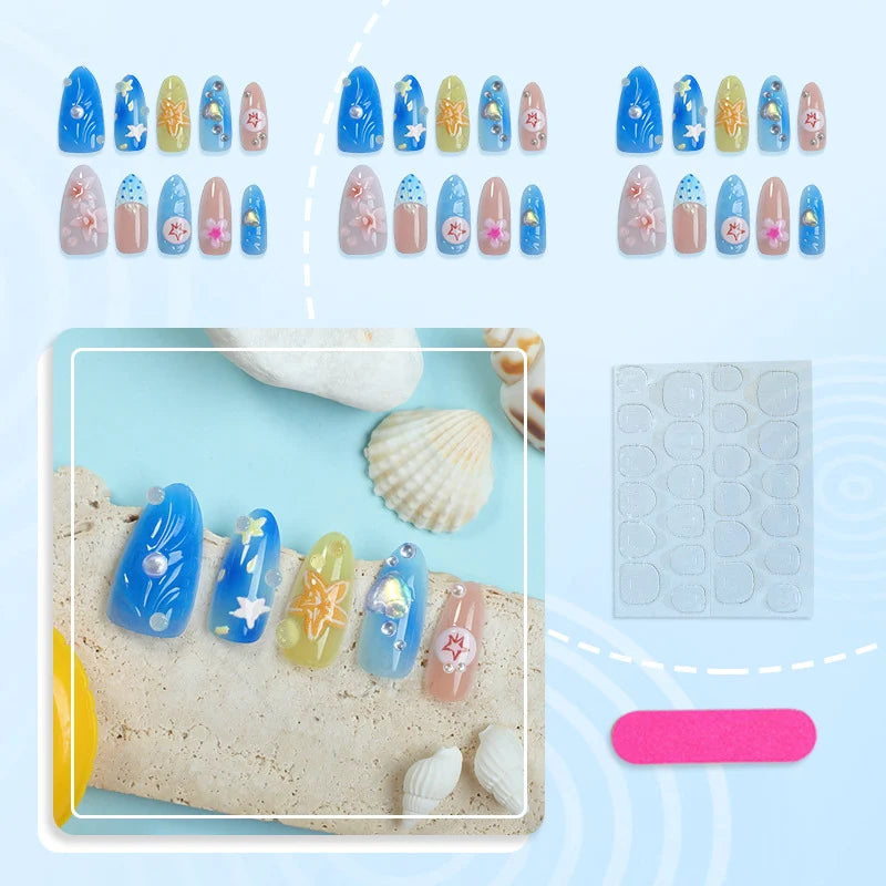Press-On Nails Intricate Floral Design Quick Application
