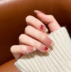 Press-On Nails Intricate Floral Glossy Gel Finish