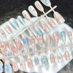 Press-On Nails Intricate Floral Gold Accents Multiple Sizes
