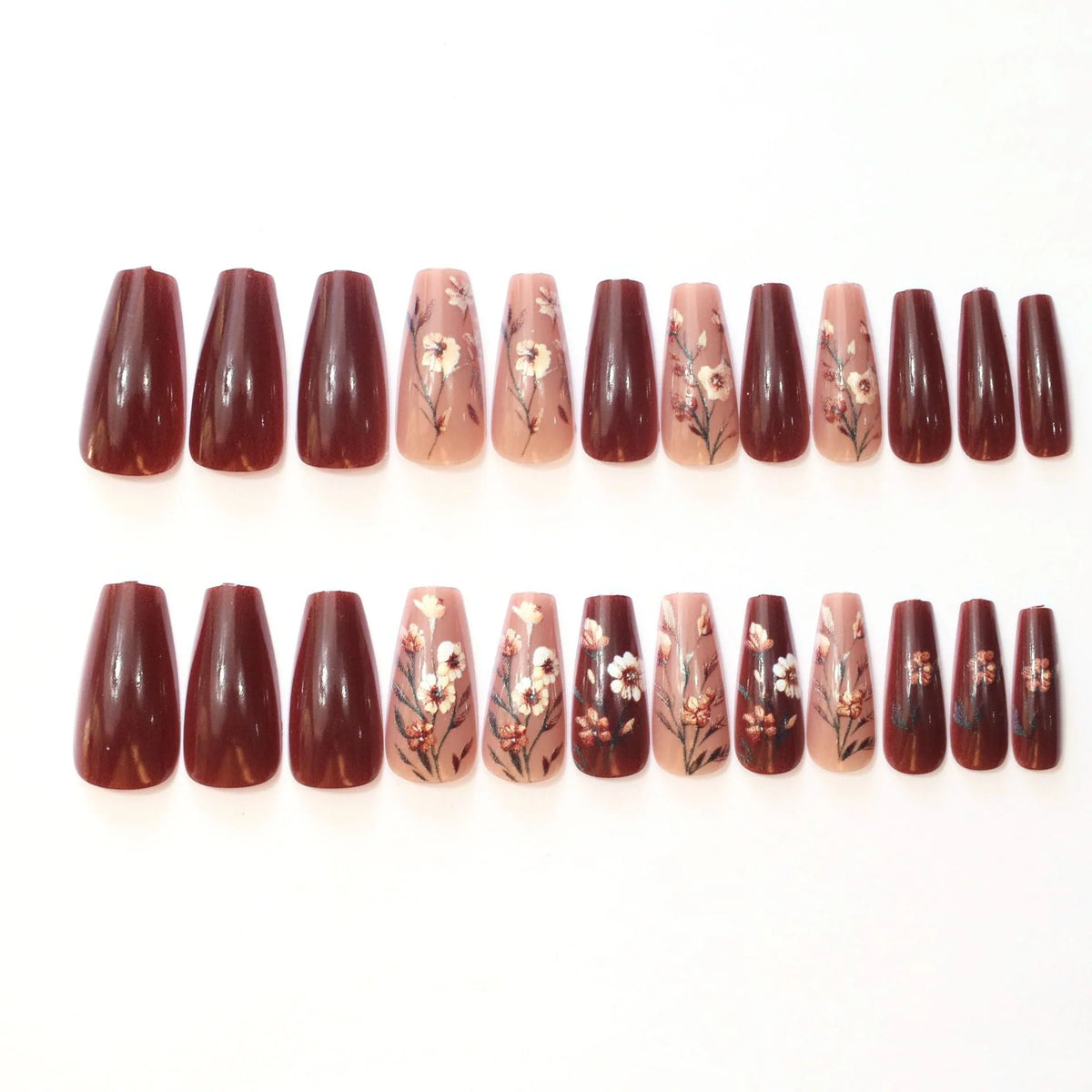 Press-On Nails Intricate Floral Long-Lasting & Easy Application