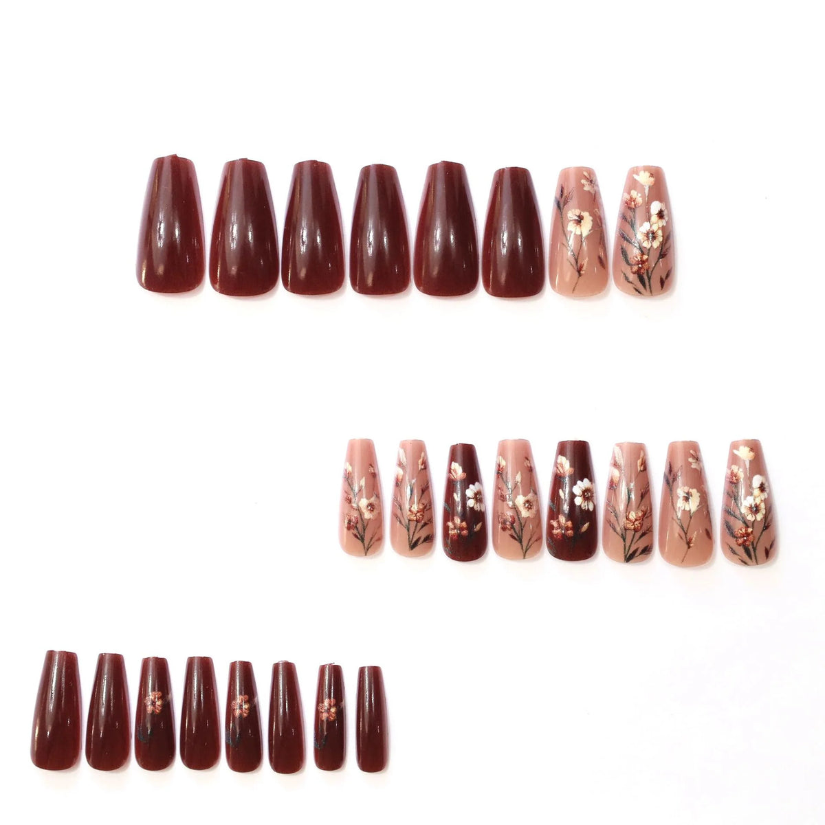 Press-On Nails Intricate Floral Long-Lasting & Easy Application