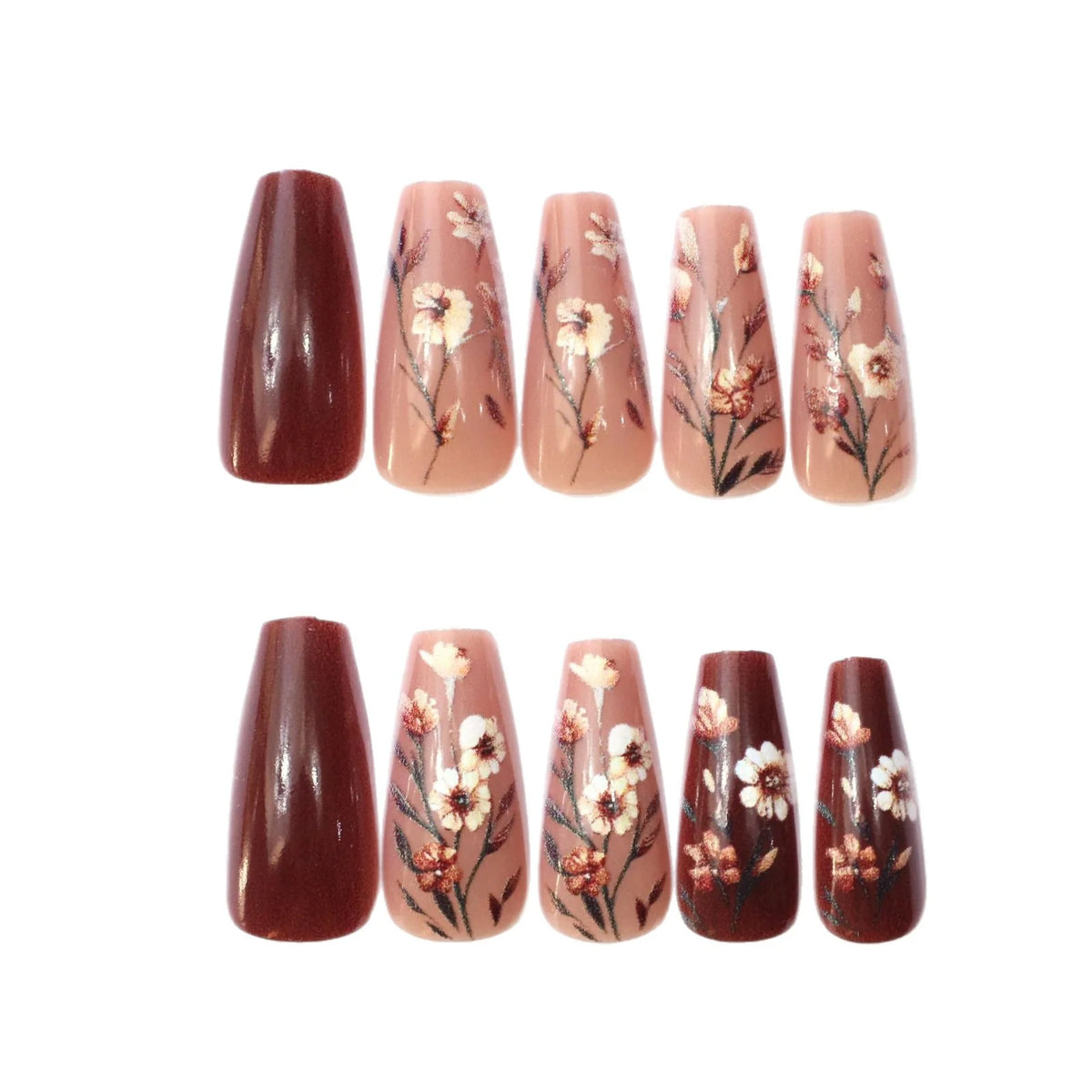 Press-On Nails Intricate Floral Long-Lasting & Easy Application