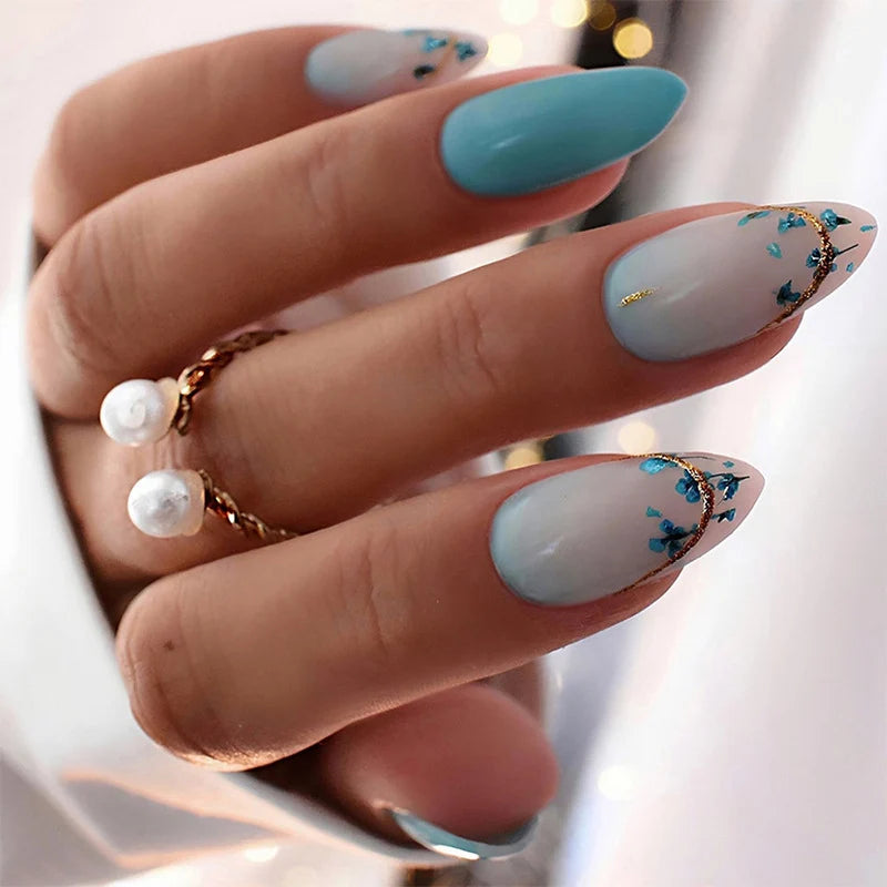 Press-On Nails Intricate Floral Peel & Stick Multiple Sizes