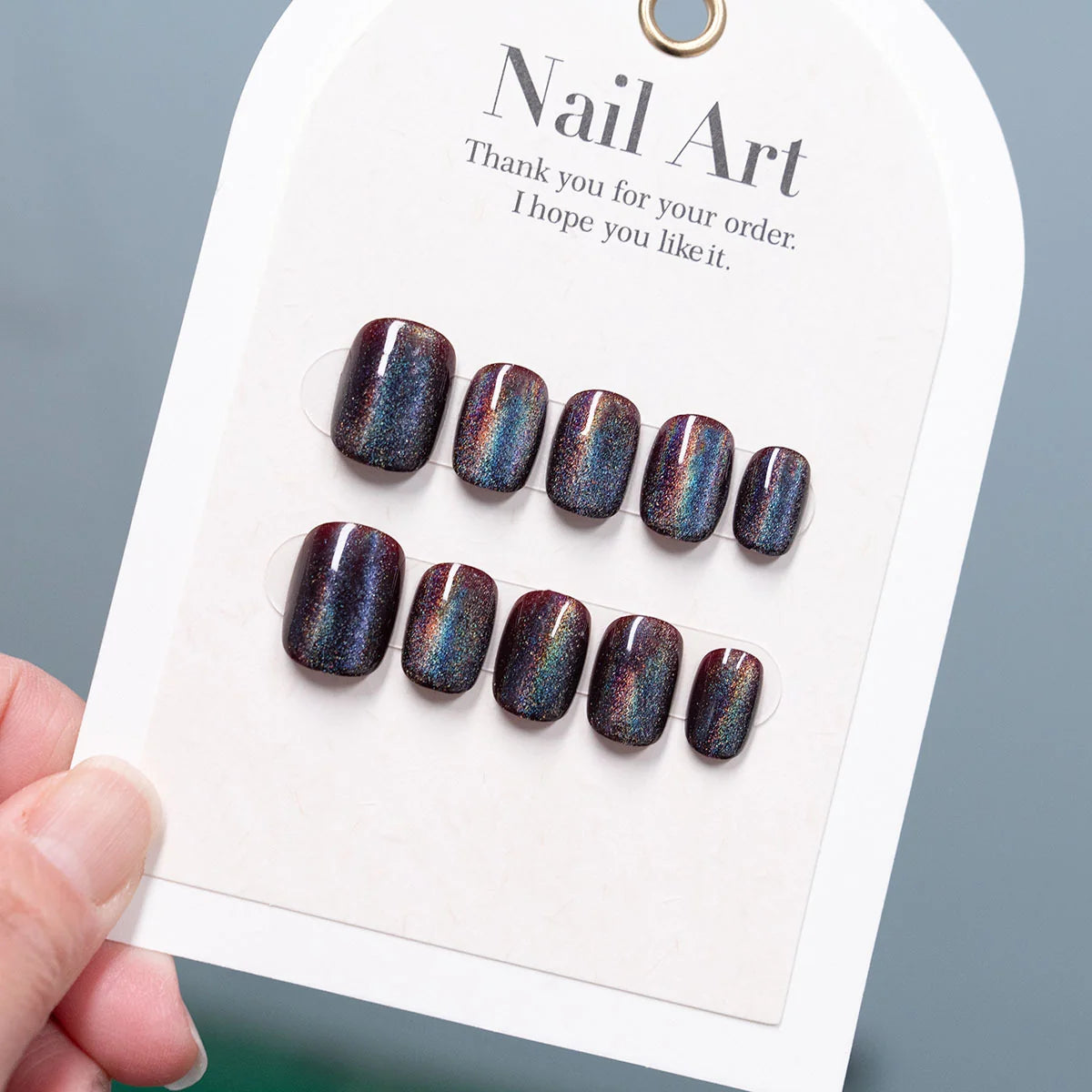 Press-On Nails Iridescent Glitter Peel & Stick Multiple Sizes