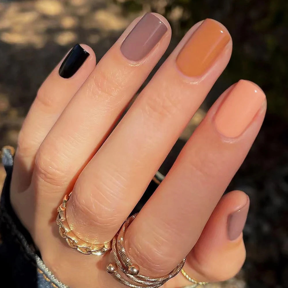 Press-On Nails Leaf Design Easy-Apply & Reusable