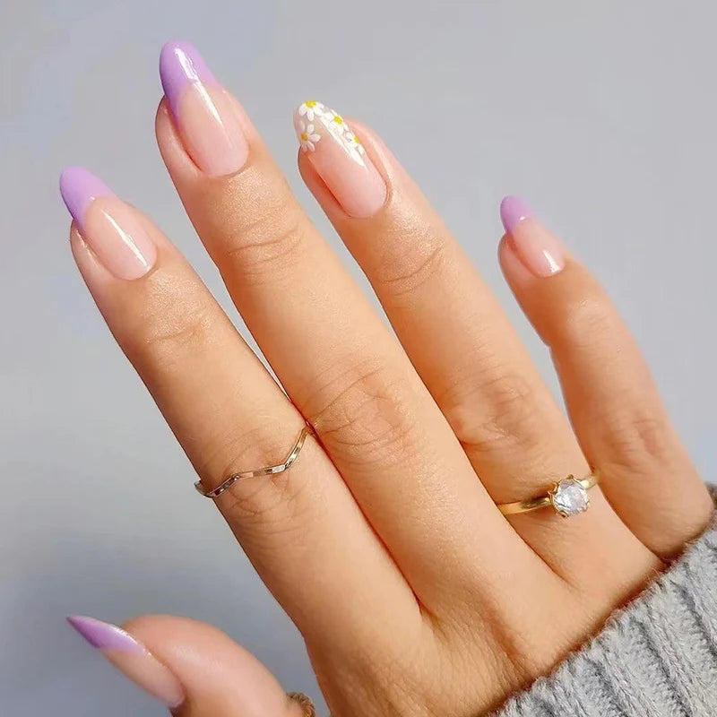 Press-On Nails Leaf Design Easy-Apply & Reusable
