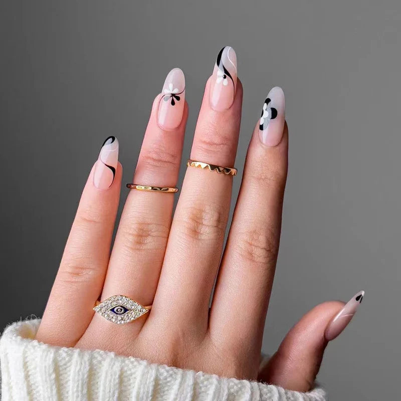 Press-On Nails Leaf Design Easy-Apply & Reusable