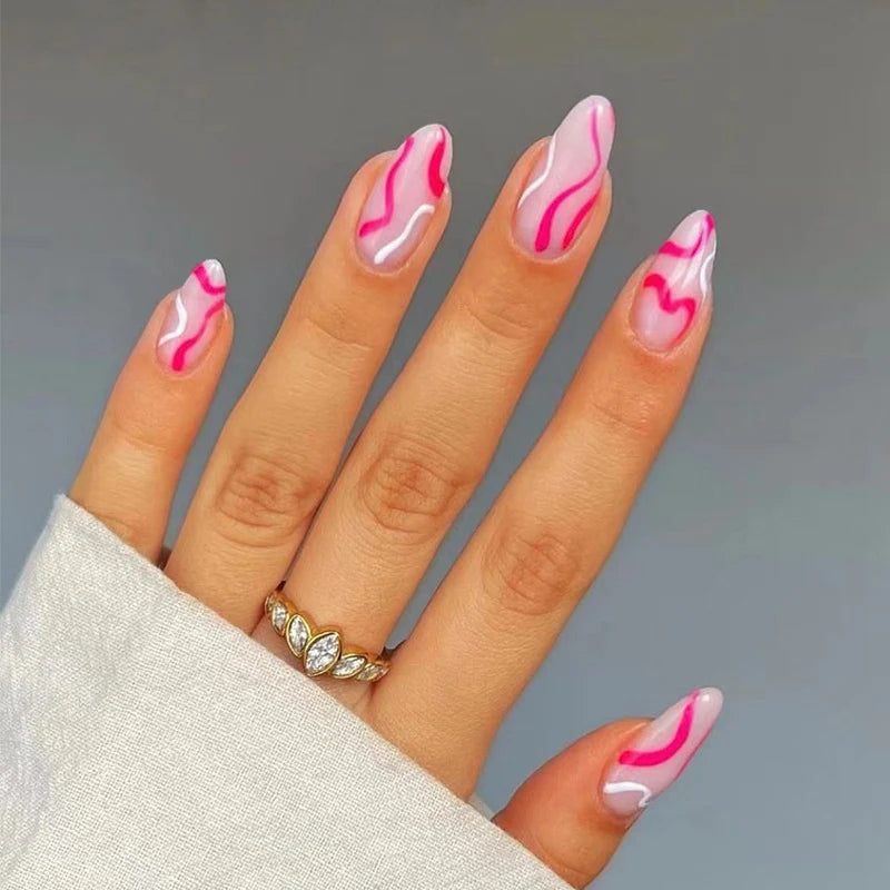 Press-On Nails Leaf Design Easy-Apply & Reusable