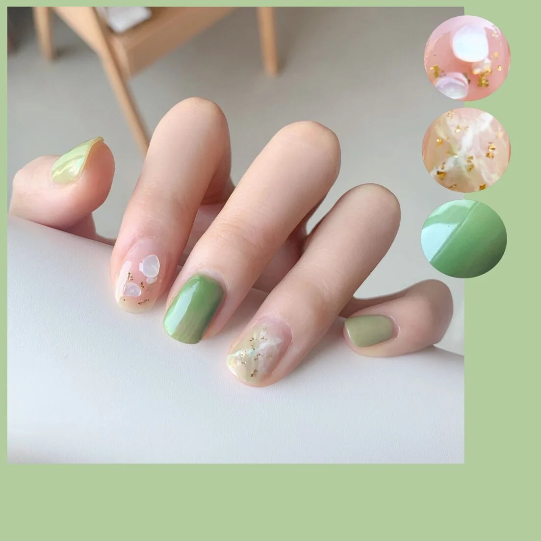 Press-On Nails Leaf Design Easy-Apply & Reusable