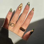 Press-On Nails Leaf Design Easy-Apply & Reusable