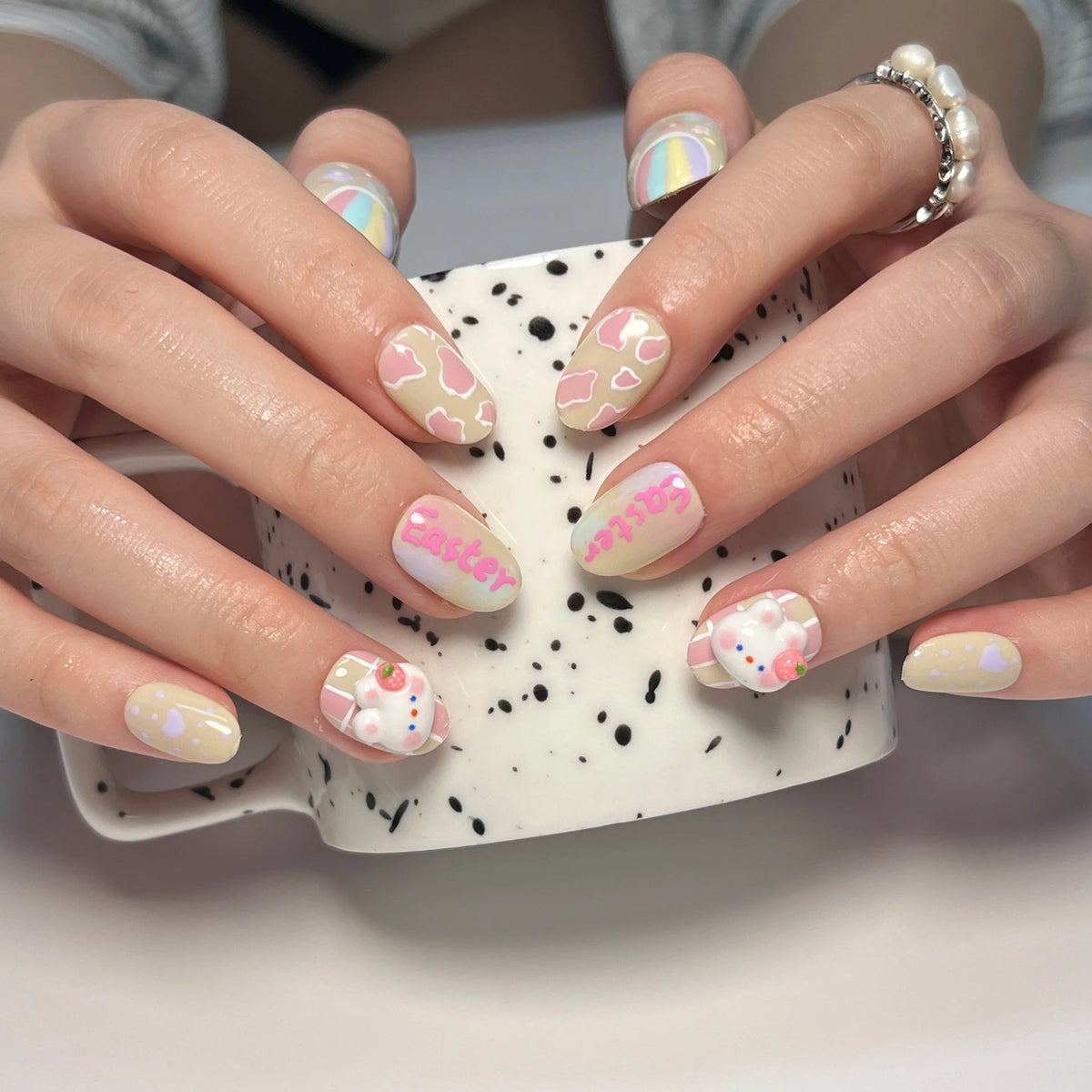 Press-On Nails Leaf Design Easy-Apply & Reusable