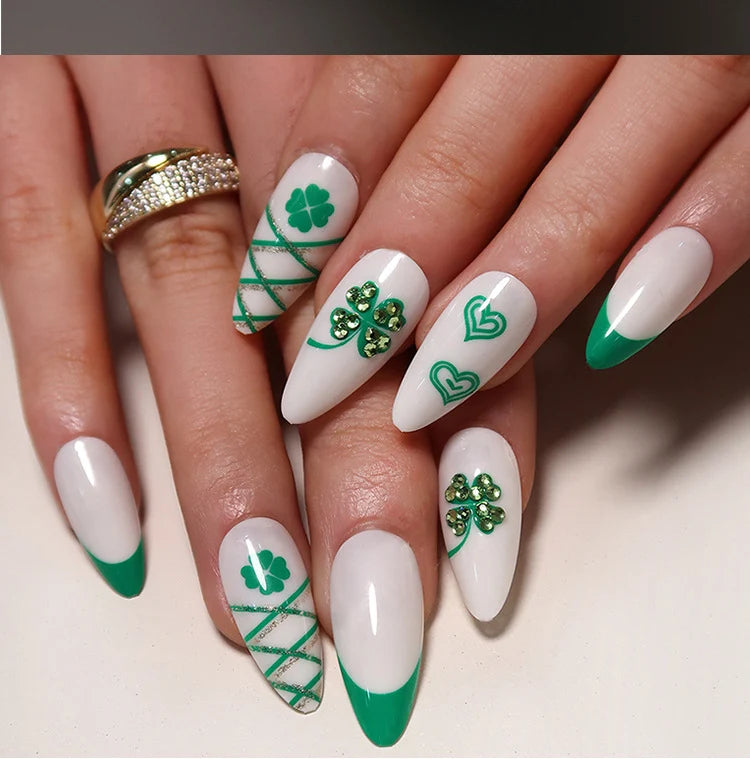 Press-On Nails Leaf Design Easy-Apply & Reusable