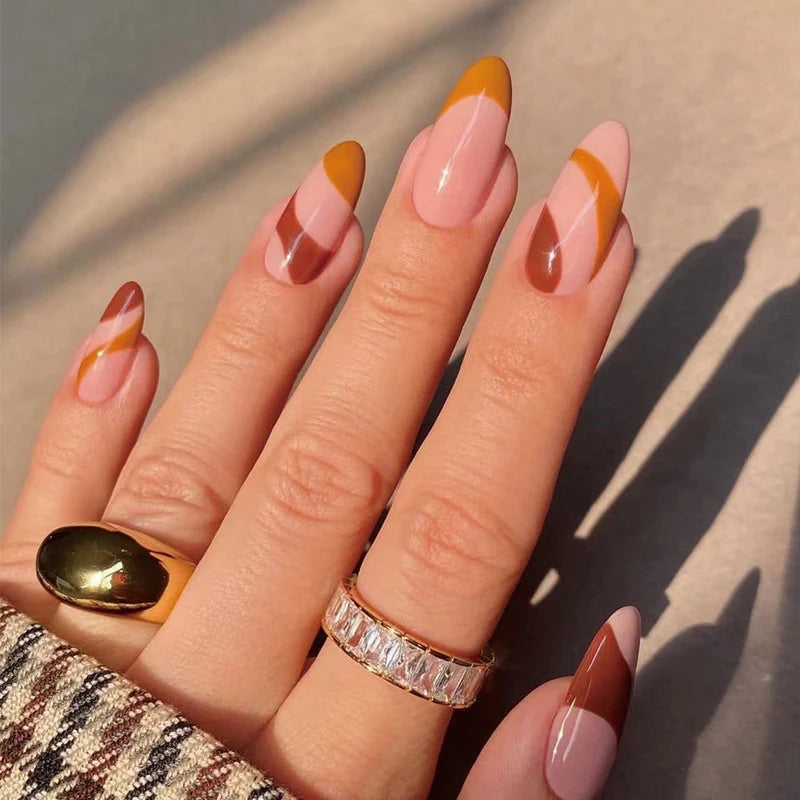 Press-On Nails Leaf Design Easy-Apply & Reusable