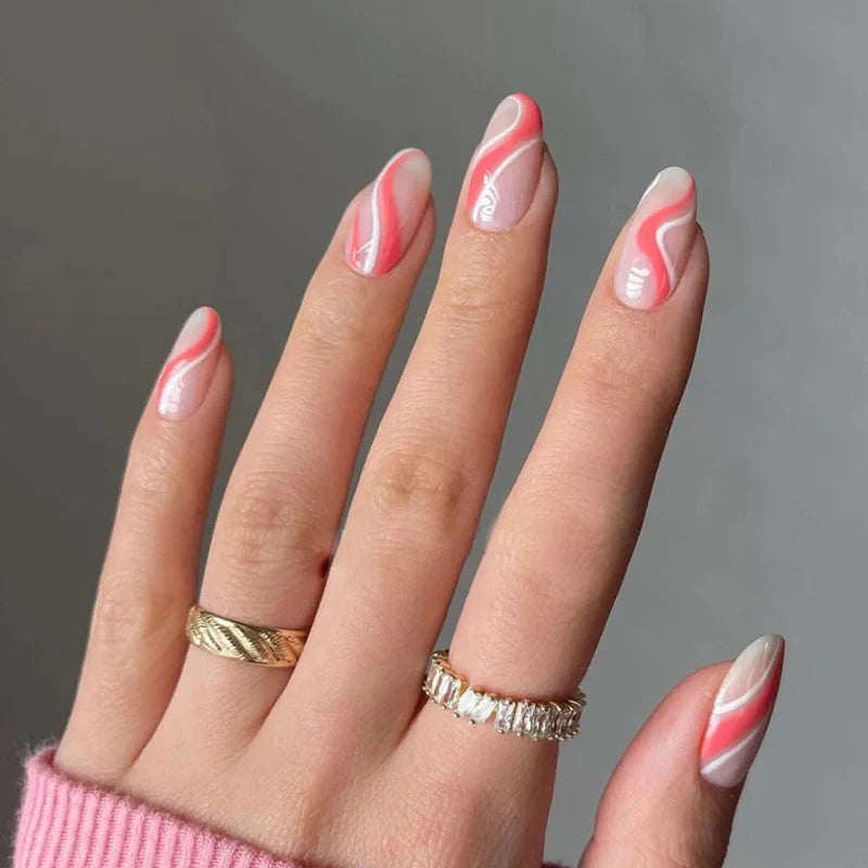 Press-On Nails Leaf Design Easy-Apply & Reusable