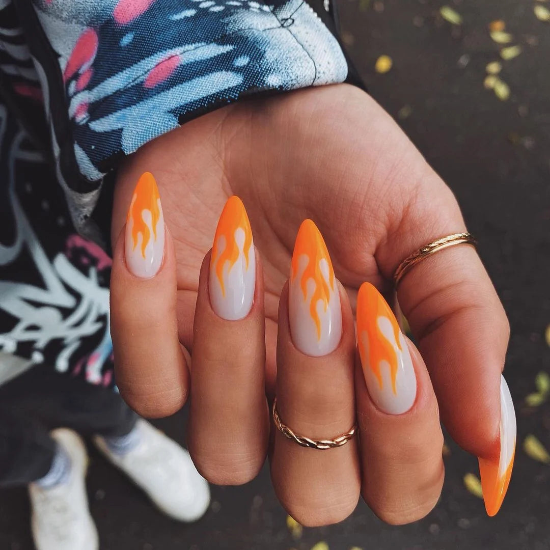Press-On Nails Leaf Design Easy-Apply & Reusable