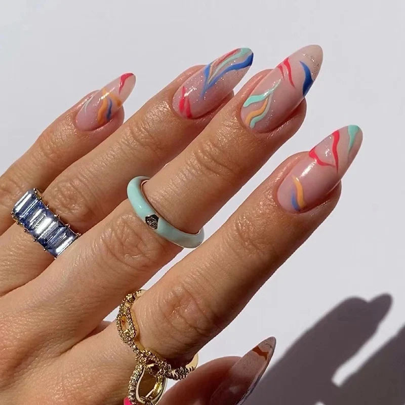 Press-On Nails Leaf Design Easy-Apply & Reusable