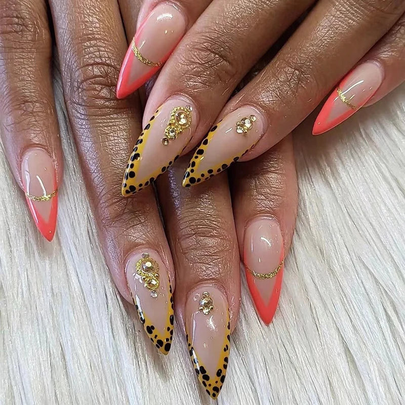 Press-On Nails Leaf Design Easy-Apply & Reusable